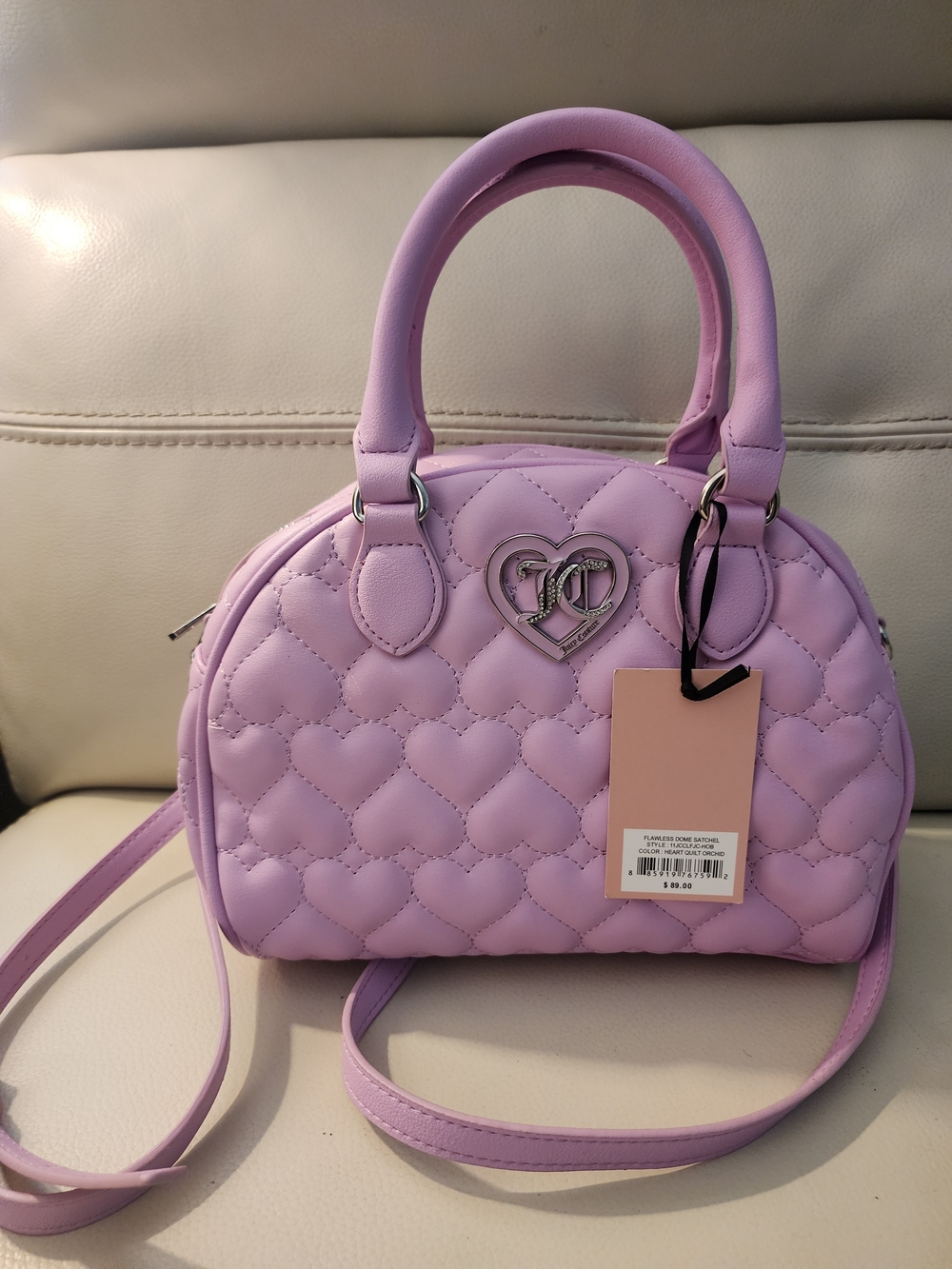Juicy Couture Lavender Quilted Heart Satchel